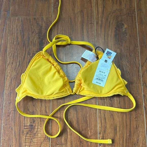 * NWT Shade & Shore Medium (8-10) Yellow Crochet Bikini Triangle Swim Top - Picture 5 of 9
